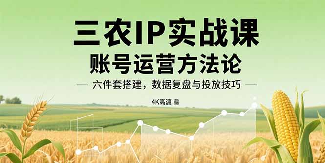三农IP实战课：账号运营方法论，六件套搭建，数据复盘与投放技巧-宝创网
