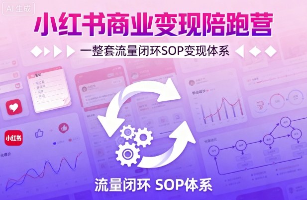 小红书商业变现陪跑营，轻IP矩阵 私域获客 聚光投流，一整套流量闭环SOP变现体系-宝创网