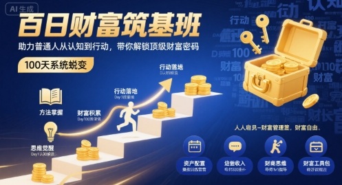 百日财富筑基班，助力普通人从认知到行动，带你解锁顶级财富密码-宝创网